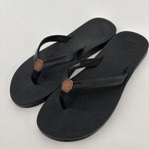 Reef Zen Love Flip Flop Sandals Women's Size US 8  EU 38.5‎ Solid Black Beach